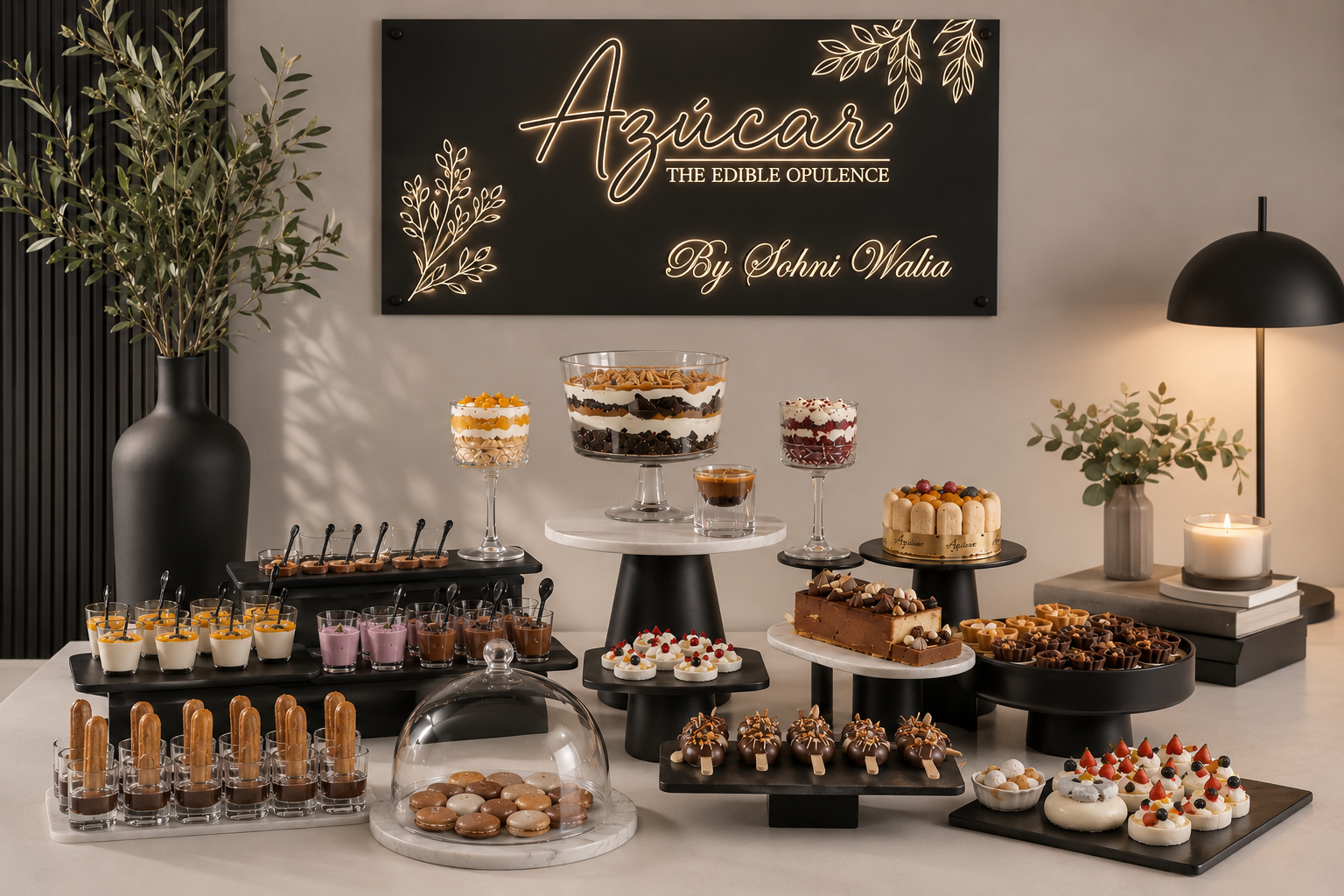 Modern minimal dessert table